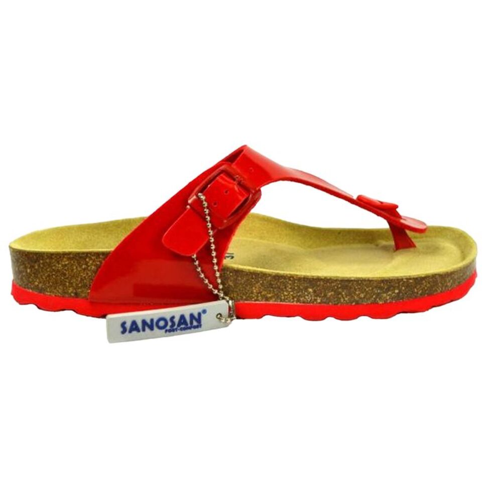 Sanosan Womens/Ladies Geneve Lacquered Leather Sandals / Red/Brown